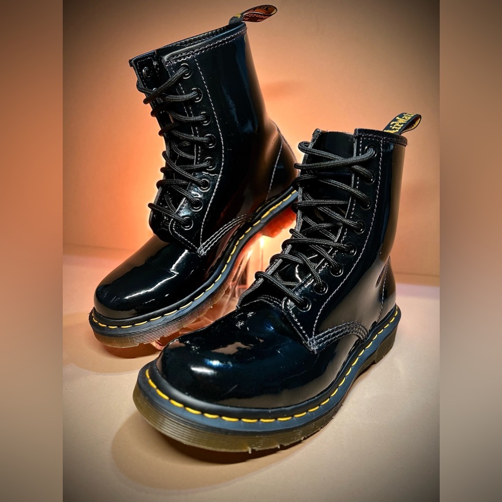 Dr. Martens 1460 Patent Leather Black Combat Boots 11821011 | Men 7